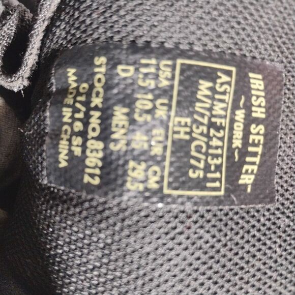 Red Wing Irish Setter 83612 Boots - Steel Toe - Size 11.5 Men's- New Black - Picture 11 of 15